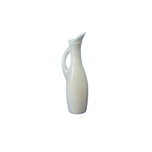 White Glass Pitcher Vase For Sale - Image 4 of 6