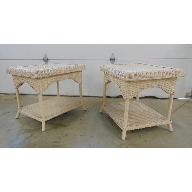 Henry Link Modern Woven Wicker Side Tables a Pair Chairish