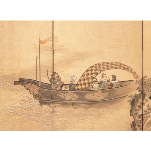 1970s Showa Era Japanese Byobu Screen "Chinese Nobleman in a Boat" For Sale In Dallas - Image 6 of 18