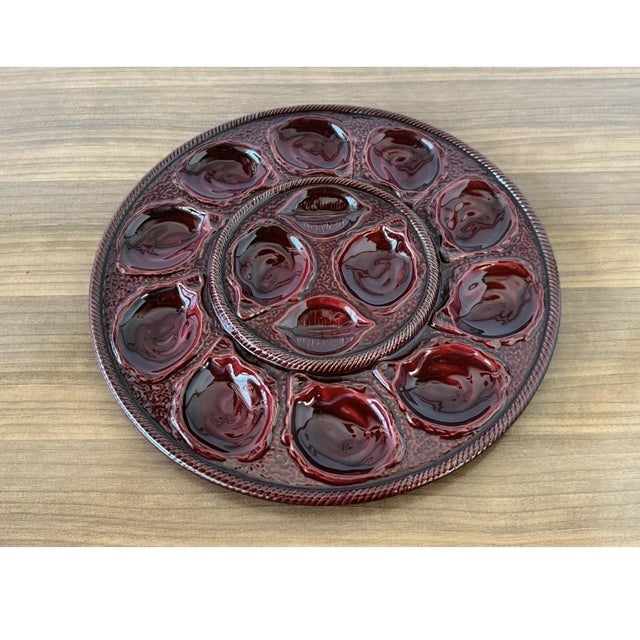 st. Clement france mod. 4588 large oyster plate red earthenware french production from the 1970s each plate has 12 spaces...
