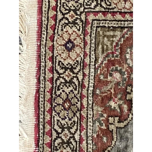 Blue Small Vintage Turkish Kayseri Silk & Cotton Rug For Sale - Image 8 of 16