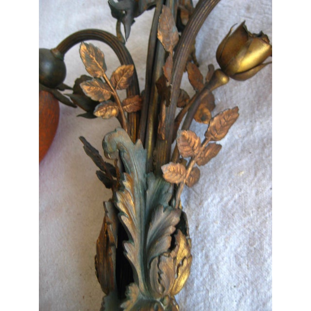Early 20th Century French Art Nouveau Floral Pair Sconces - a Pair For Sale - Image 9 of 10