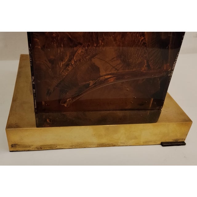 Large Table Lamp in Fractal Resin and Brass, Italy, 1970s For Sale - Image 15 of 18