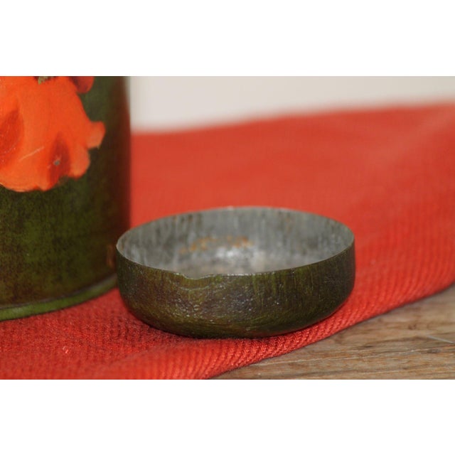 1940s Vintage Signed Tole Metal Tea Caddy, Hand Painted Poppies For Sale - Image 5 of 8