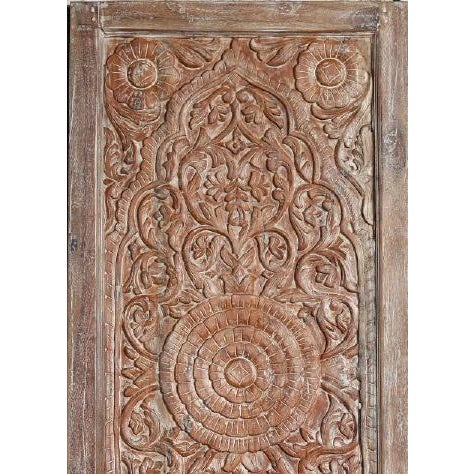 Mid-Century Modern Front & Back Carved Lotus Entry Door in Solid Wood 80x36 For Sale - Image 3 of 4