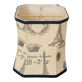 1970s French Paris Linen Hexagon Lamp Shade For Sale