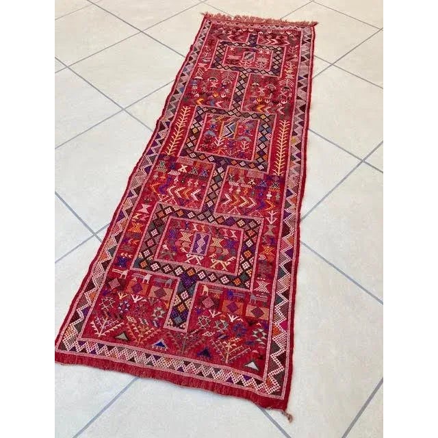 Red 1960s Vintage Moroccan Runner 2'9" X 8'1" For Sale - Image 8 of 11