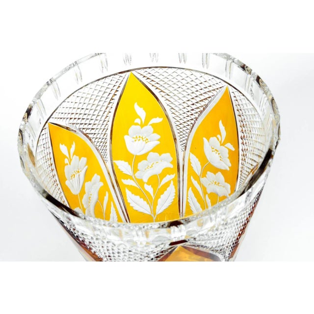 Yellow Cut-Crystal Vase For Sale - Image 8 of 11