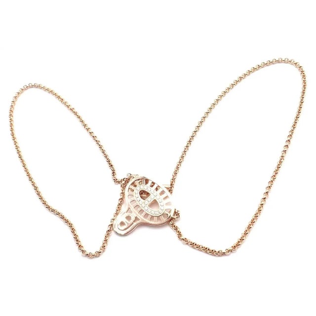 Contemporary Hermes Chaine d'Ancre Divine Diamond Rose Gold Necklace For Sale - Image 3 of 7