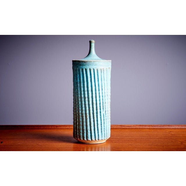 Ceramic Vessels with Lid and Vase in Green by Tom McMillin, USA, 1960s, Set of 5 For Sale - Image 14 of 18
