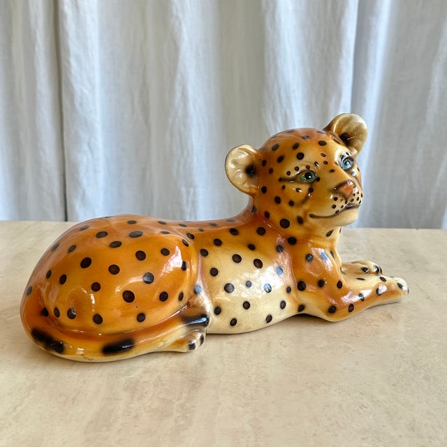 Vintage Italian Handmade Ceramic Baby Leopard Sculpture, 1970s For Sale - Image 15 of 15