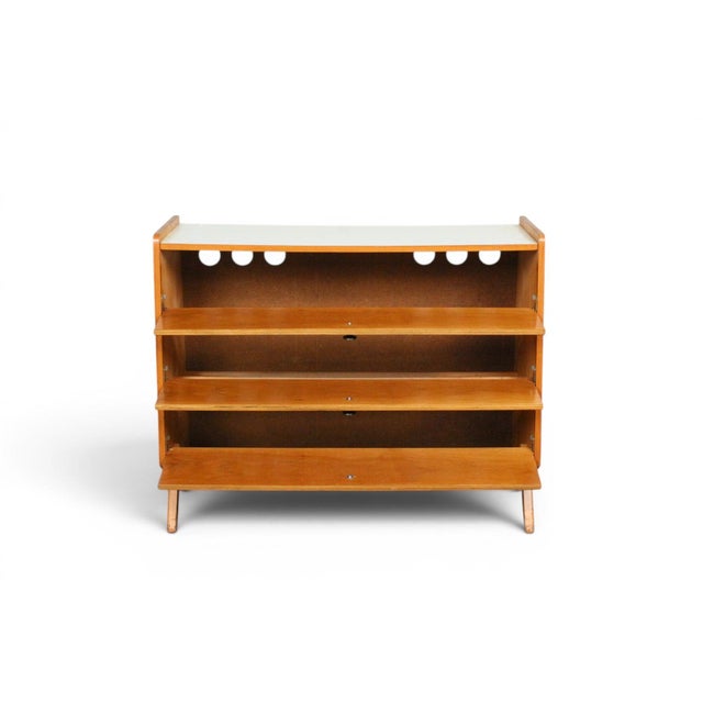 Mid-Century Modern Mid 20th Century Teak + Beech Swedish Shoe Cabinet by Ilse Møbel For Sale - Image 3 of 5