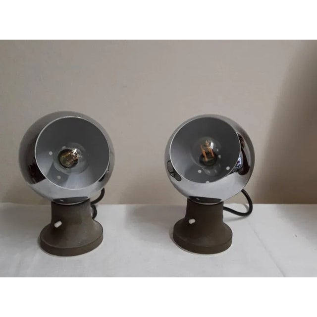 Metal Vintage German Bedside Lamps with Gray Metal Foot with Magnetic Holder and Adjustable Chrome-Plated Chamber Screen, 1970s, Set of 2 For Sale - Image 7 of 7