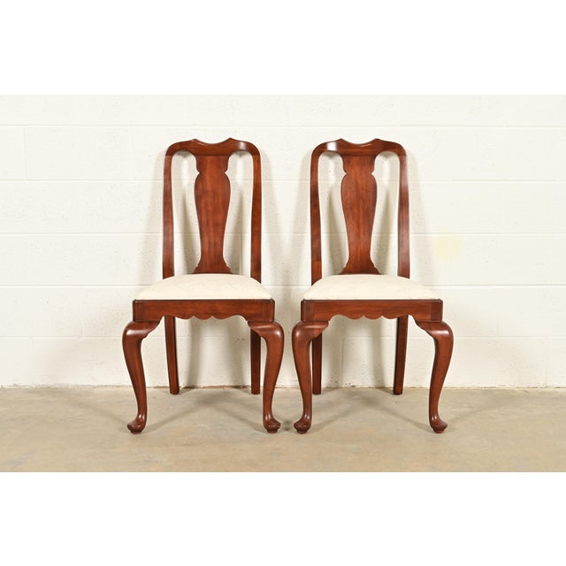 Henkel Harris Queen Anne Solid Cherry Wood Side Chairs or Dining Chairs, Pair For Sale - Image 14 of 14