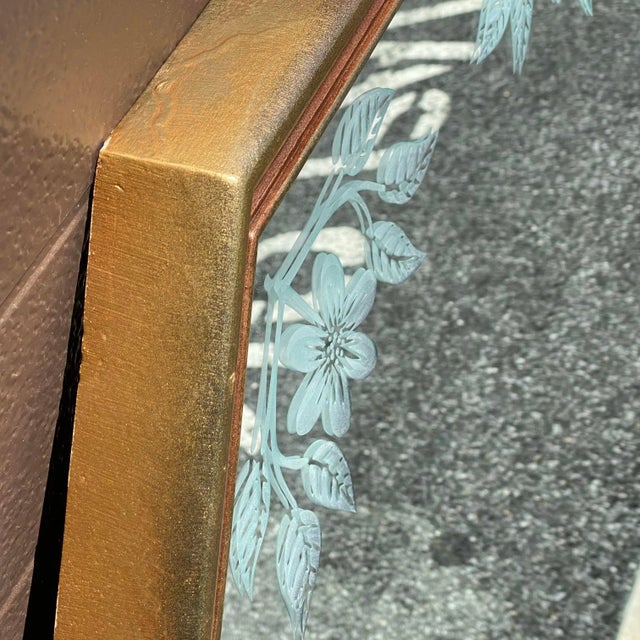 Union City Mirror Co. Floral Etched Octagonal Wall Mirror For Sale - Image 9 of 13