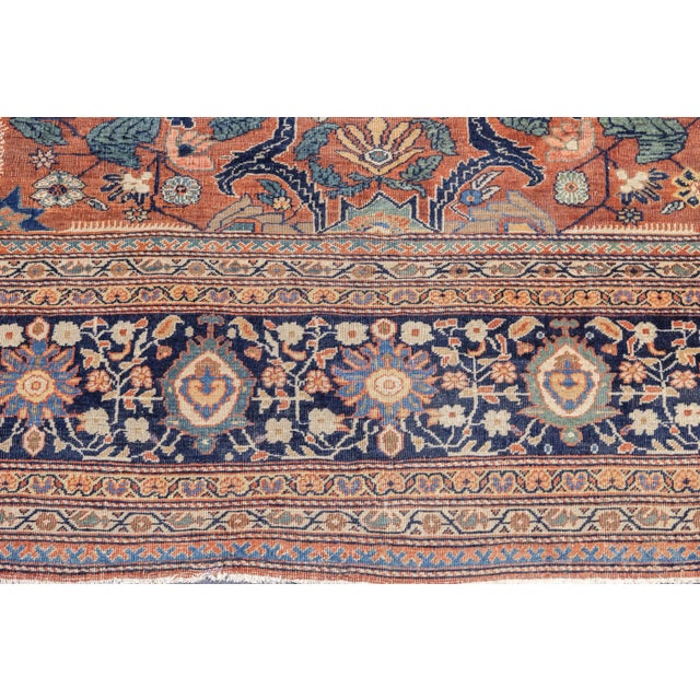 Burnt Orange Antique Persian Farahan Sarouk Rug 8’10" X 12’3” For Sale - Image 8 of 11