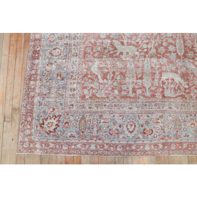 Antique Zabihi Collection Persian Tabriz Animal Scene Room Carpet For Sale - Image 10 of 12