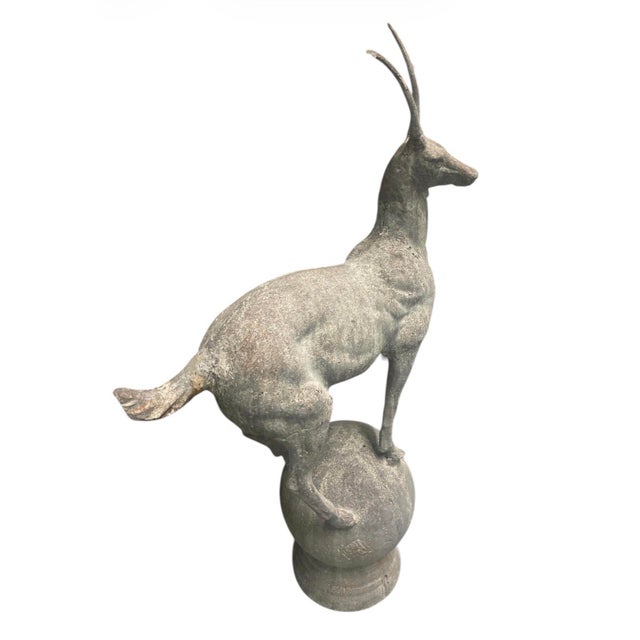 Vintage French Cast Iron Gazelle Garden Statue For Sale - Image 4 of 9