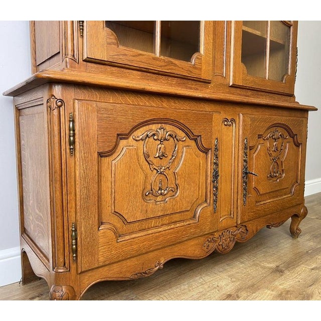 Vintage Louis XVI French Oak Display Cabinet For Sale - Image 9 of 13