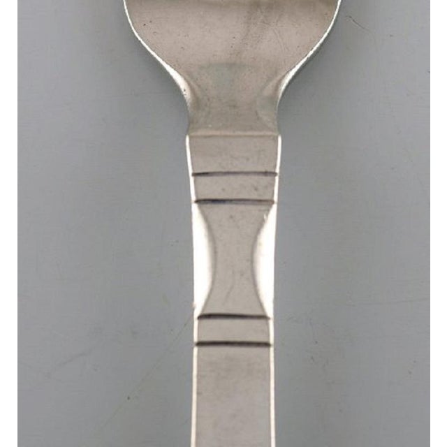 Antique Hammered Sterling Silver Lunch Fork by Georg Jensen For Sale - Image 3 of 5