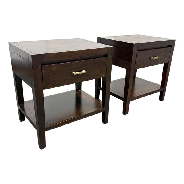 Crate & Barrel Dawson Wood Nightstands, Pair For Sale