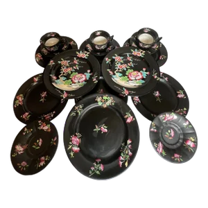 Mason's Ironstone Black Chinoiserie Set 17 Pieces