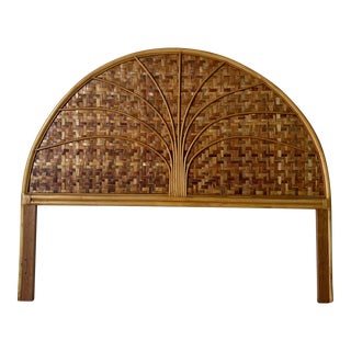 Vintage Palm Beach Queen Size Rattan Headboard For Sale