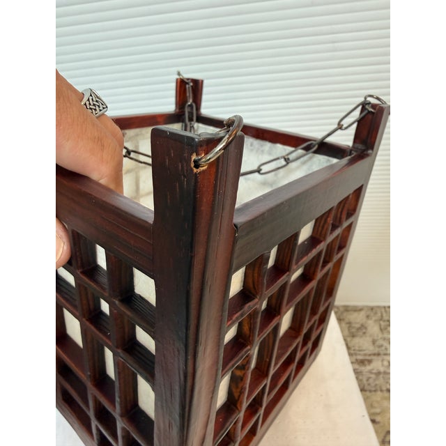 Auburn Late 20th Century Japanese Rosewood Candle Lanterns, Pair For Sale - Image 8 of 12