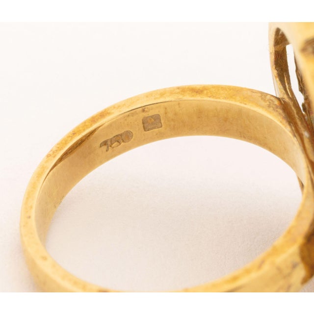 Metal Modernist 18k Yellow Gold Ruby and Diamond Cocktail Ring For Sale - Image 7 of 7