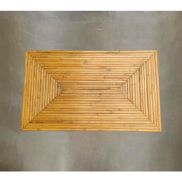 1990s Rare Rattan & Chrome Chest With Geometric Design Attributed to Milo Baughman for Thayer Coggin For Sale - Image 11 of 16