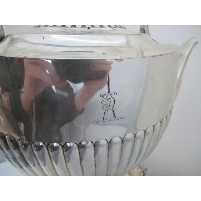 Victorian era hot water kettle with warmer in sterling silver. Possibly Edward Barnard & Sons, early 20th century....