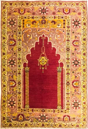 Antique Anatolian Oushak Prayer Rug-4'5" X 6 '4"