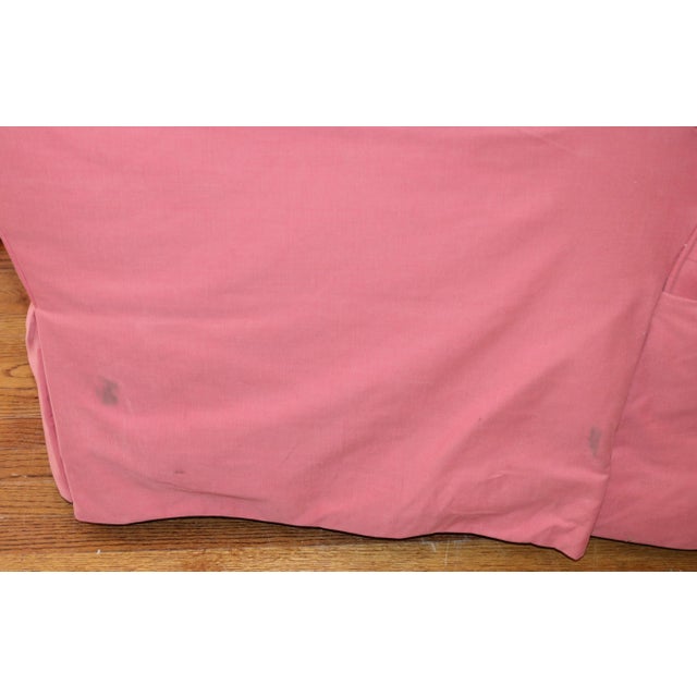 Lee Industries Pair of.Rose Pink English Arm Chairs & Ottoman For Sale In Charlotte - Image 6 of 8
