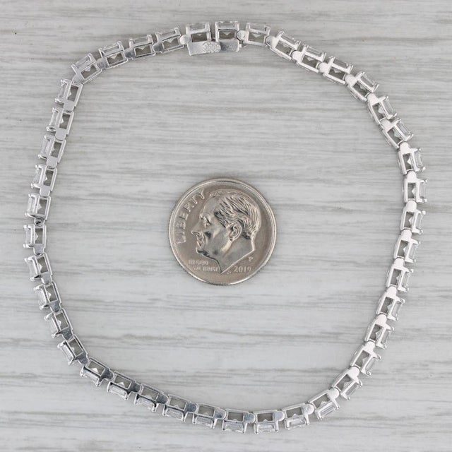 10ctw Vs2 Square Diamond Tennis Bracelet 14k White Gold 7.5" 3.9mm For Sale - Image 4 of 8
