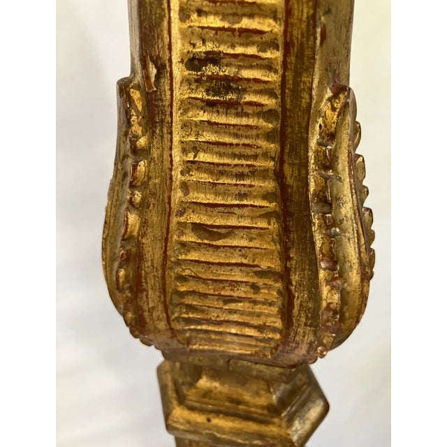 Late 19th Century Italian Carved Wooden Gilt Gold Torchiere Floor Candle Stick For Sale In Monterey, CA - Image 6 of 12