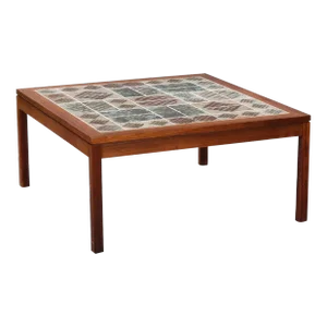 Mid 20th Century Square Tue Poulsen Ceramic Art Tile Coffee Table in Rosewood