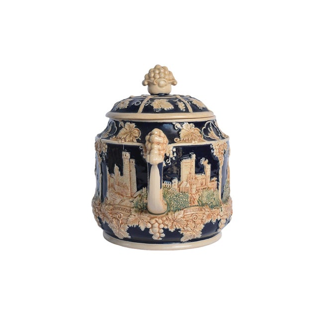 Vintage German Castle Stoneware Punchbowl Tureen Set With 5 Mugs - Ww Germany - 6 Pieces For Sale - Image 9 of 12