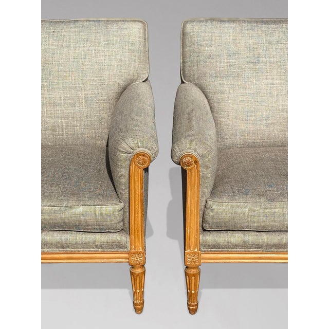 Wood Antique French Louis XVI Lounge Chairs, 1880, Set of 2 For Sale - Image 7 of 12