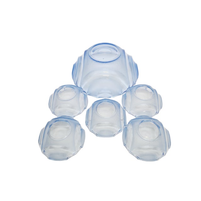 Mid-Century Modern Art Deco Uranium Dessert Service from Niemen Glassworks, Poland, 1930s, Set of 6 For Sale - Image 3 of 9