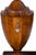 Urn form with arched cover with carved finial opening to expose cutlery slots, well figured mahogany with mellow brown...