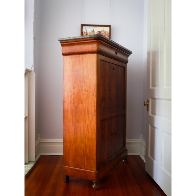 19th C French Louis Philippe Secretary Desk, Secretaire À Abattant With Black Marble Top For Sale - Image 11 of 18