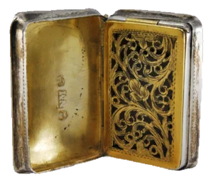 George IV Silver and Gold Vinaigrette Box with Lid Engraving and Friezes