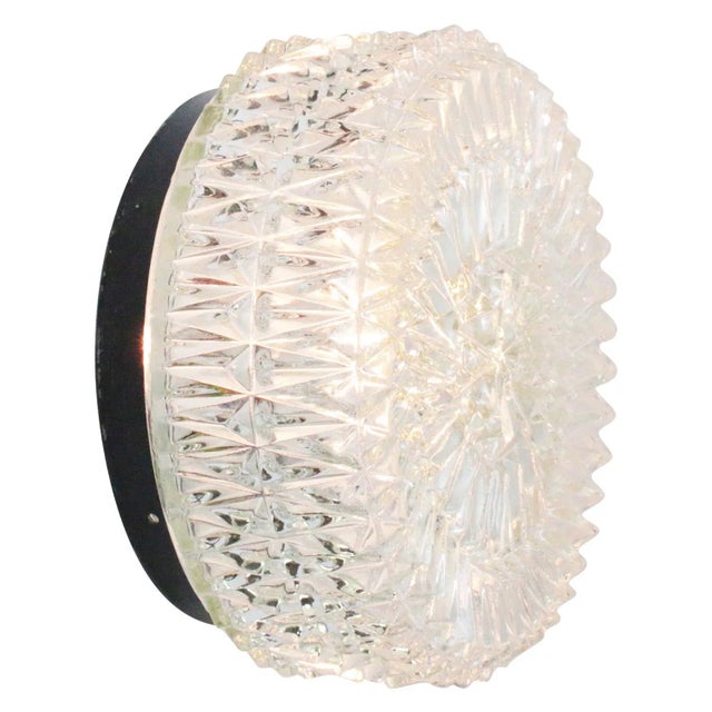 Mid-Century Modern Mid-Century Round Clear Glass Sconces Flush Mount For Sale - Image 3 of 7