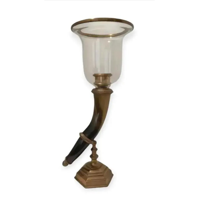 Chapman Faux Horn Hurricane Lamp Candle Holder Circa 1977 For Sale In Atlanta - Image 6 of 6