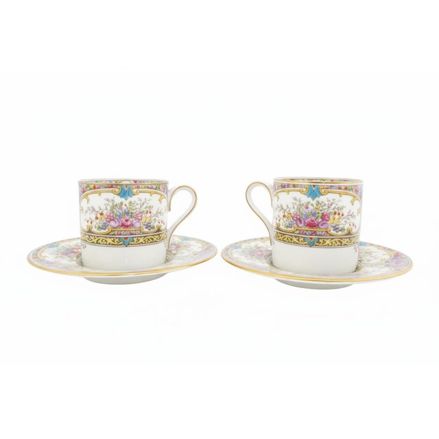 Traditional Wedgwood Colorful Floral St Austell China Demitasse Coffee Cup & Saucer Set For Sale - Image 3 of 17