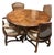 Vintage Round Parquetry Game Table 42" With 4 Chairs For Sale