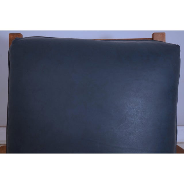 Stickley Mission Oak Leather Chair & Ottoman For Sale - Image 10 of 18
