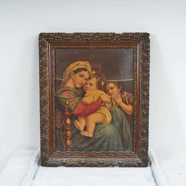 Raffaello Sanzio, Madonna Della Sedia, Oleograph, Framed For Sale - Image 5 of 5