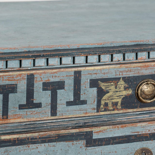 19th Century Blue Painted Swedish Gustavian Chest of Drawers For Sale - Image 12 of 16