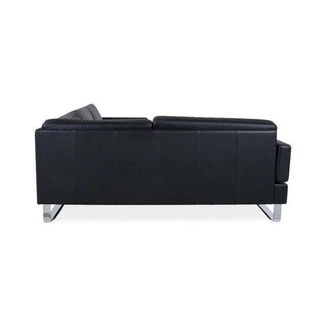 Brühl Alba Leather Corner Sofa, Black, Manual Function Sofa Couch For Sale - Image 14 of 17